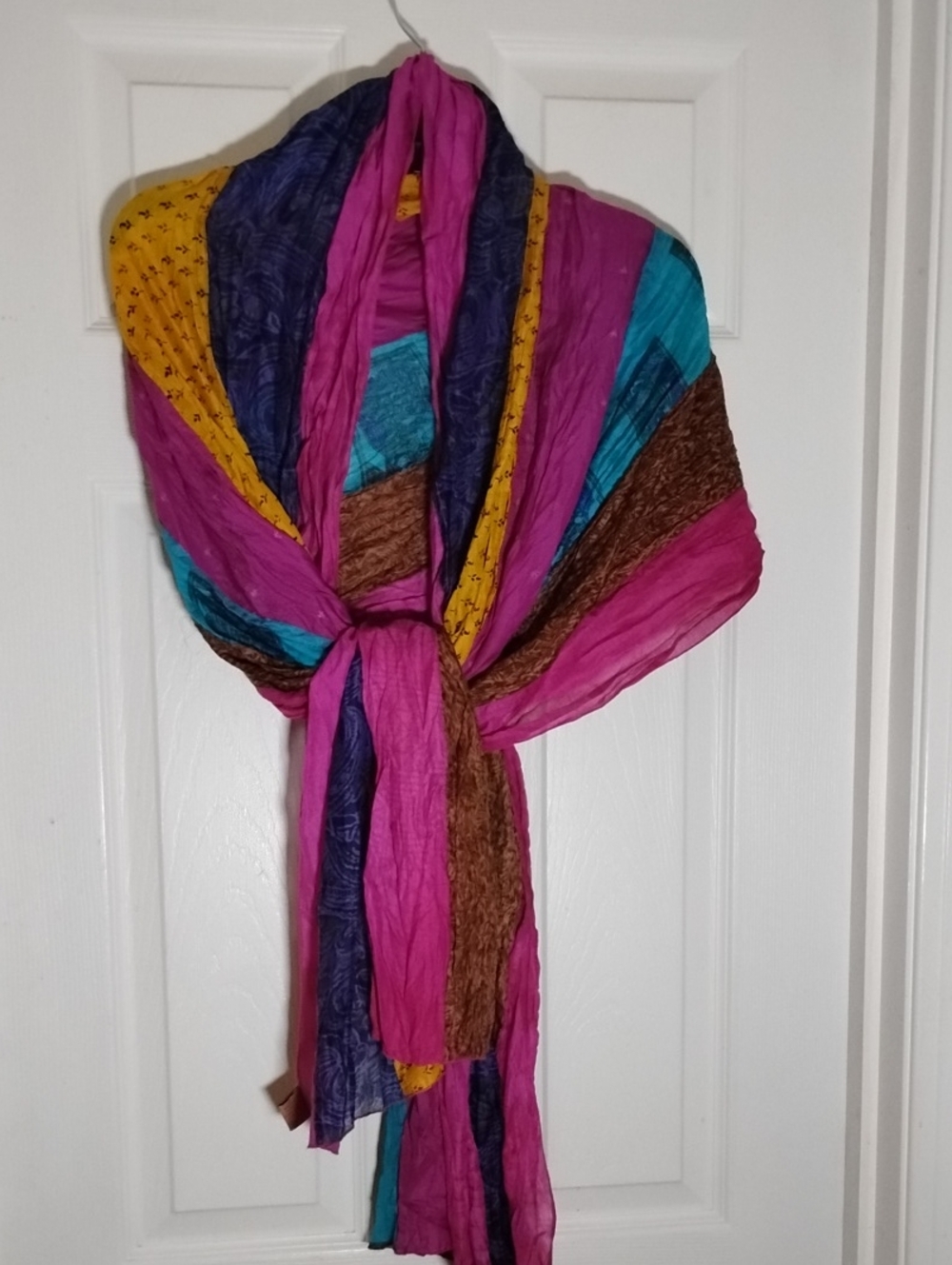 Green Sewn Recycled Indian Silk Sari Scarf